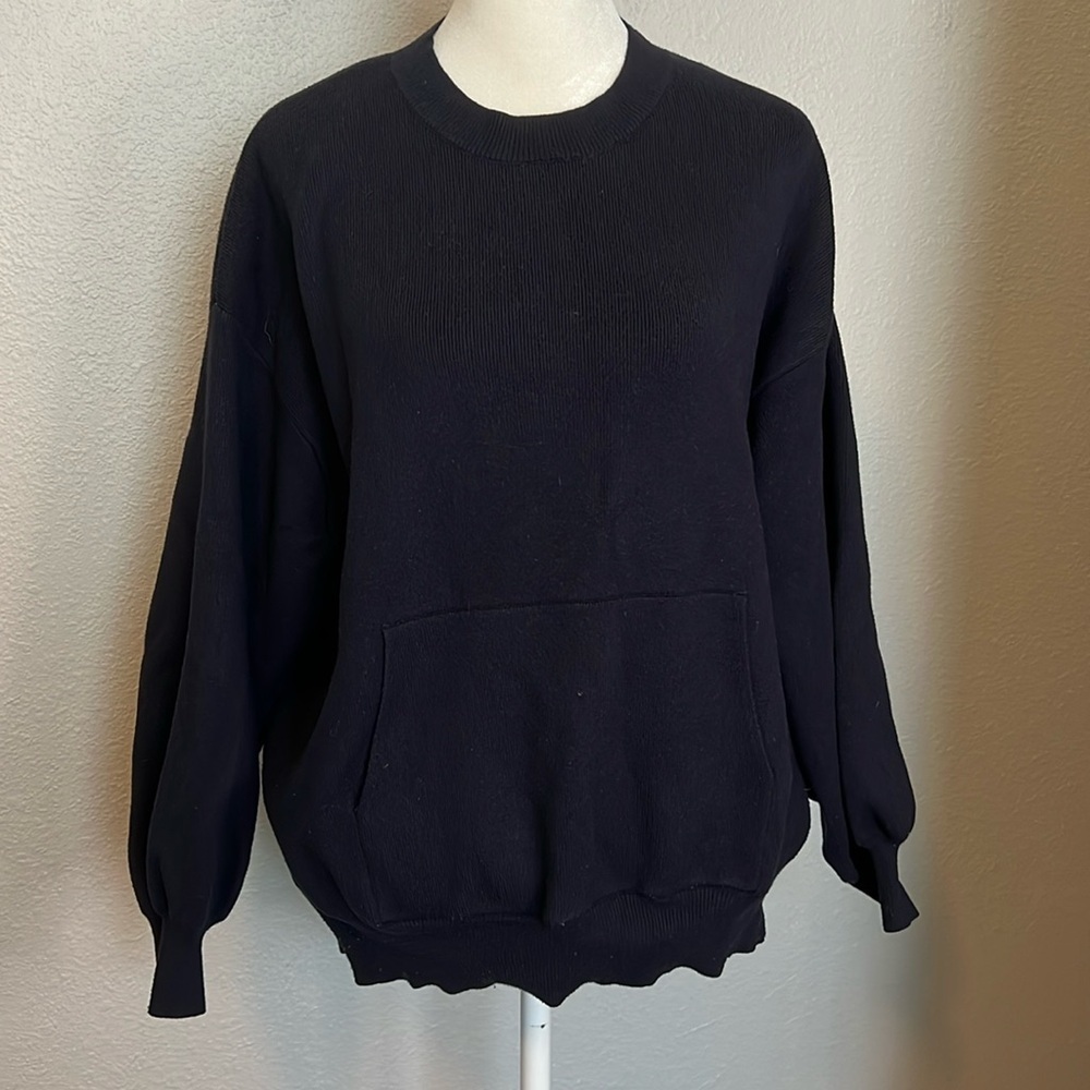 Zara Pullover Sweater with Pocket Size Small Navy